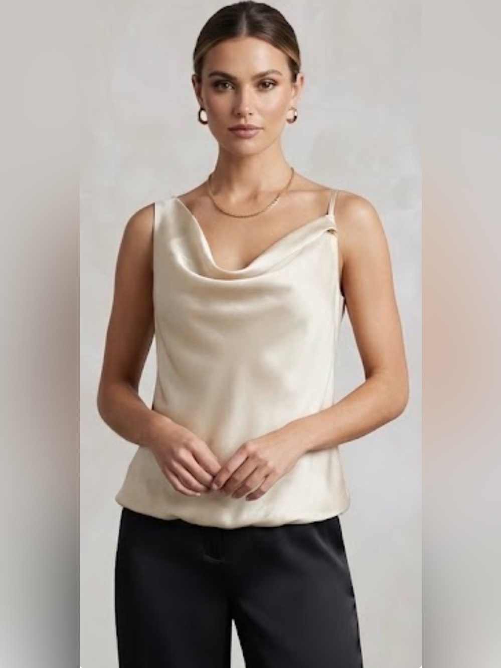 NWT - Gilli Cowl Neck Sleeveless Bodysuit in Champagne